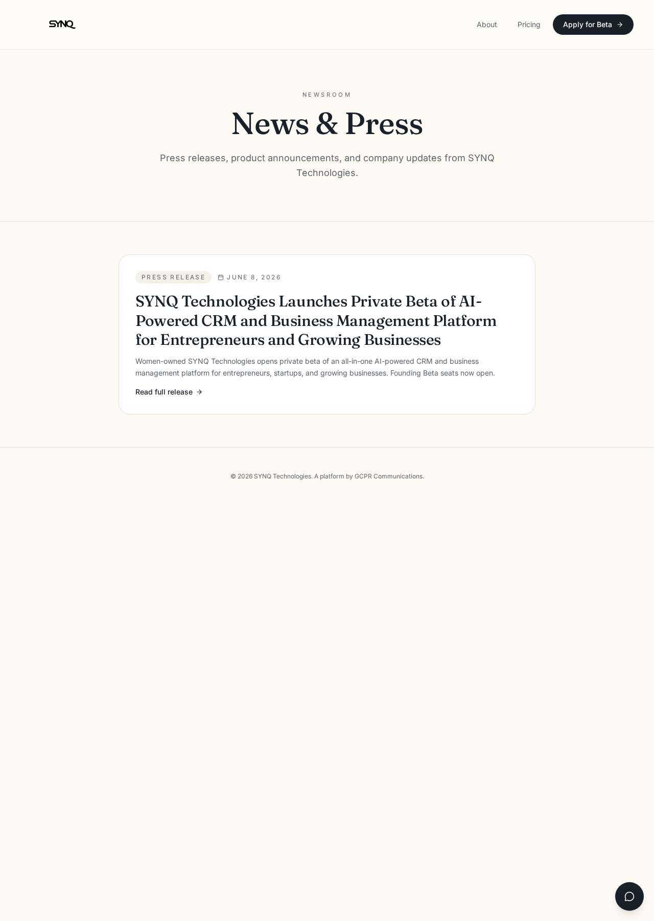 SYNQ news page